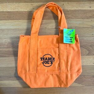 NWT Trader Joe's Halloween Orange Mini Canvas Tote Bag 🎃🎃🎃🎃
